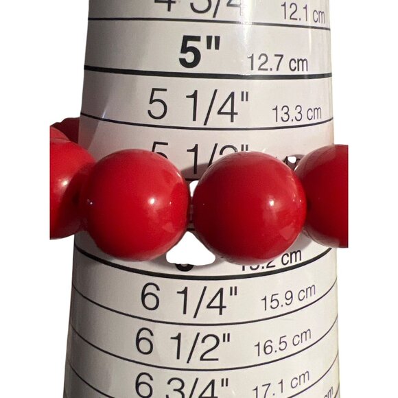 Vintage Red Acrylic Bead Stretch Bracelet Jewelry Flintstones Estate Adj 5.5" - Picture 4 of 4